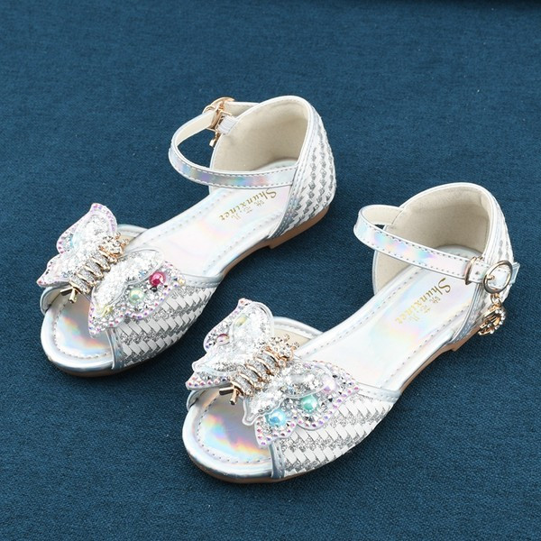 Παιδικά casual σανδάλια με διακοσμητικές πέτρες και τρισδιάστατο στοιχείο για κορίτσια