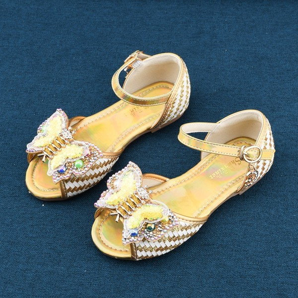 Παιδικά casual σανδάλια με διακοσμητικές πέτρες και τρισδιάστατο στοιχείο για κορίτσια