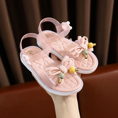 Sandale de vara pentru fete din piele ecologica cu panglica