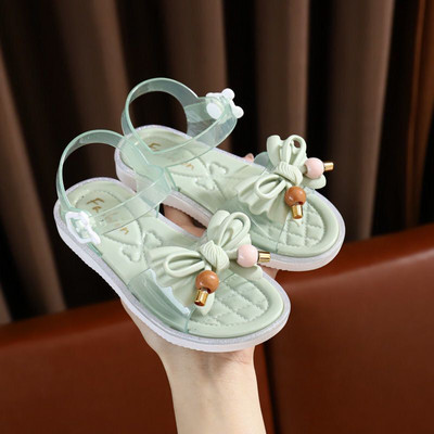 Sandale de vara pentru fete din piele ecologica cu panglica