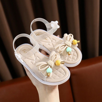 Sandale de vara pentru fete din piele ecologica cu panglica