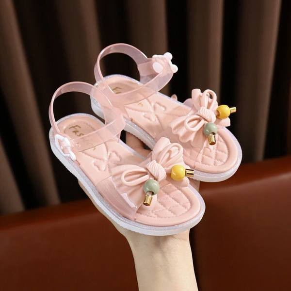 Sandale de vara pentru fete din piele ecologica cu panglica