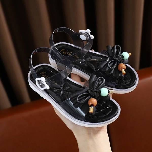 Sandale de vara pentru fete din piele ecologica cu panglica