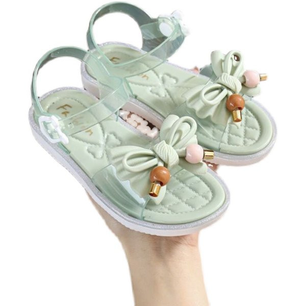 Sandale de vara pentru fete din piele ecologica cu panglica