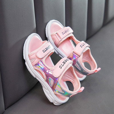 Sandale casual pentru copii cu autocolante si aplicatie pentru fete