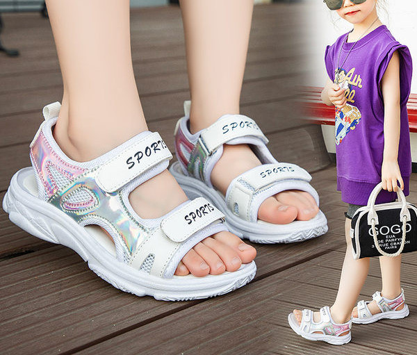 Sandale casual pentru copii cu autocolante si aplicatie pentru fete