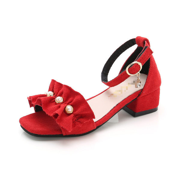 Sandale pentru copii din piele intoarsa eco cu perle