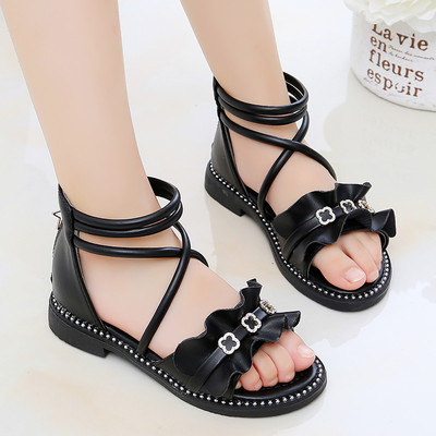 Model nou de sandale pentru copii cu bretele si perle pentru fete