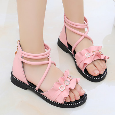 Model nou de sandale pentru copii cu bretele si perle pentru fete