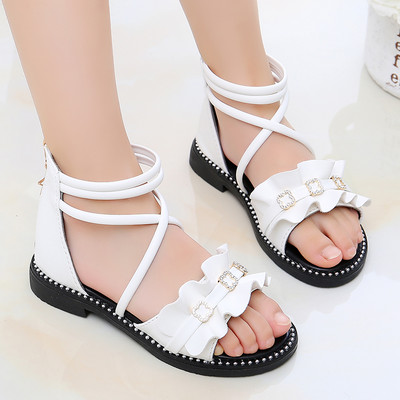 Model nou de sandale pentru copii cu bretele si perle pentru fete