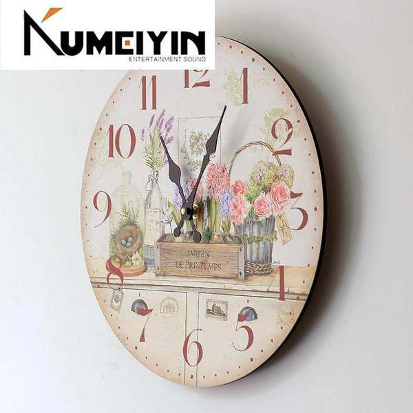 Lilledega ümmargune seinakell