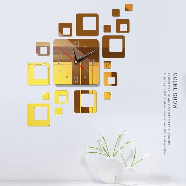 Stilingas kvadrato formos sieninis laikrodis