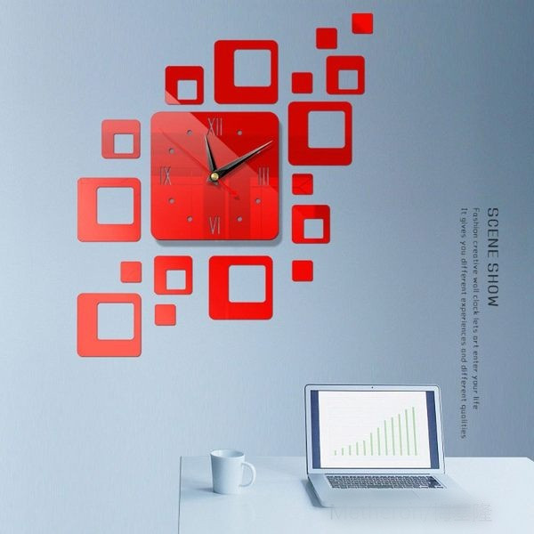 Stilingas kvadrato formos sieninis laikrodis