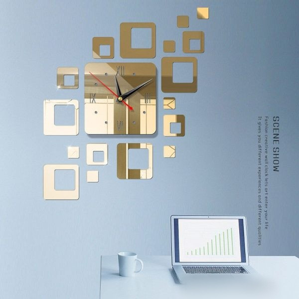 Stilingas kvadrato formos sieninis laikrodis