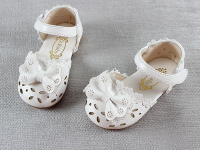 Sandale copii din piele pentru fete cu panglica