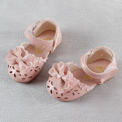 Sandale copii din piele pentru fete cu panglica