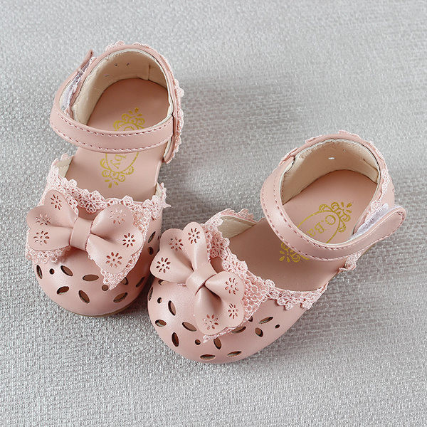 Sandale copii din piele pentru fete cu panglica