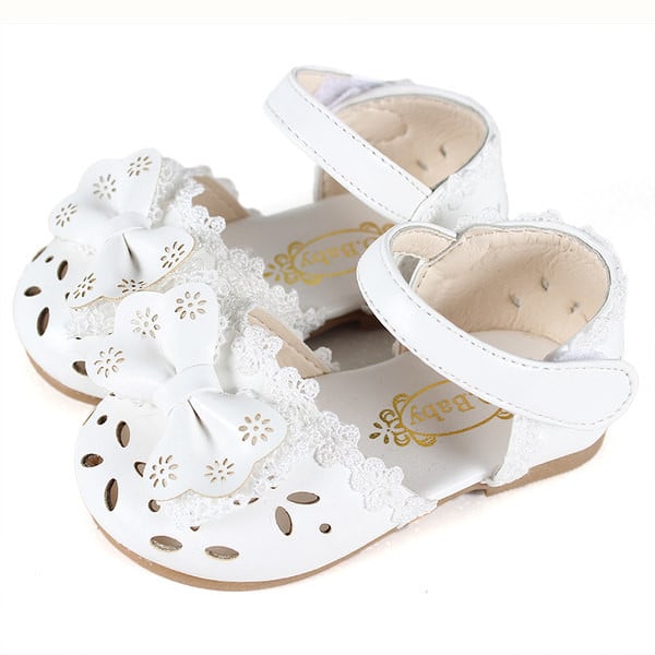 Sandale copii din piele pentru fete cu panglica