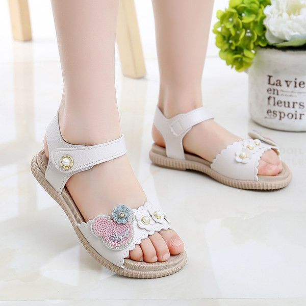 Sandale pentru copii cu elemente 3D și închidere cu velcro