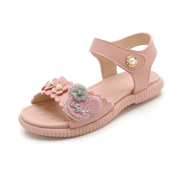 Sandale pentru copii cu elemente 3D și închidere cu velcro