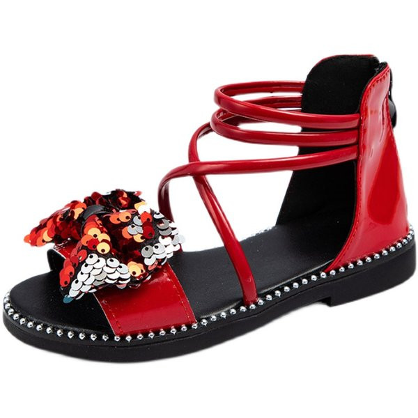 Sandale moderne pentru fete cu panglica si paiete