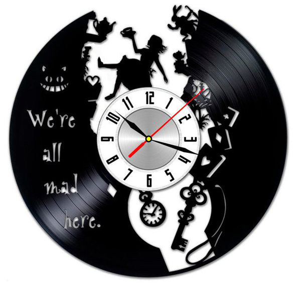 Ceas de perete rotund de vinil cu inscripția Suntem cu toții supărați aici