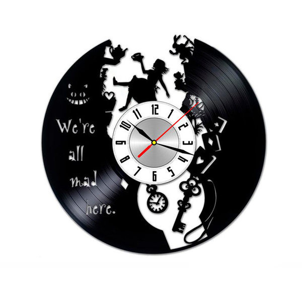 Ceas de perete rotund de vinil cu inscripția Suntem cu toții supărați aici