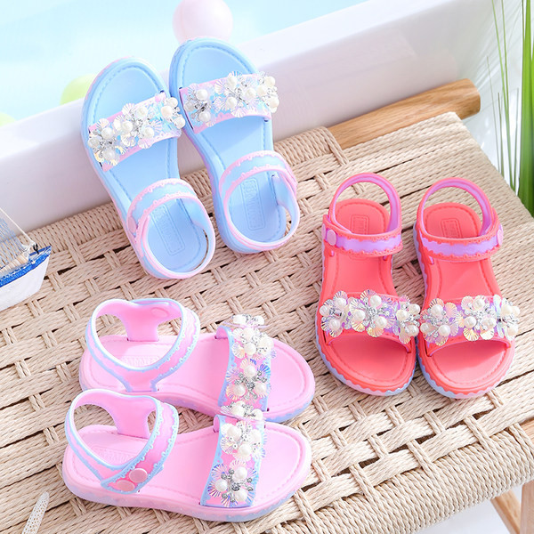 Vaikiškos laisvalaikio basutės su perlais mergaitėms