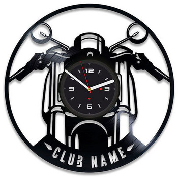 Винилов актуален стенен кръгъл часовник с мотор и надпис Club name
