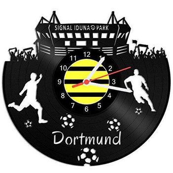 Винилов часовник за стена в кръгла форма с надпис Dortmund