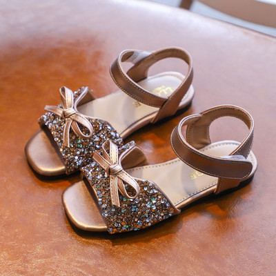 Sandale moderne pentru copii cu panglica si efect stralucitor pentru fete