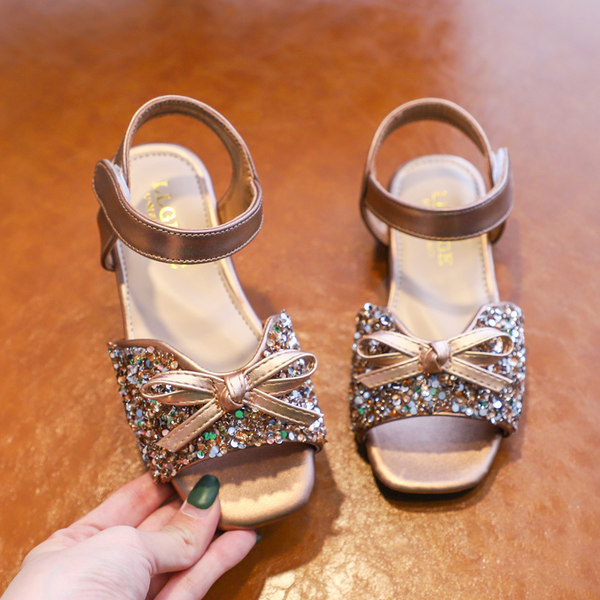 Sandale moderne pentru copii cu panglica si efect stralucitor pentru fete