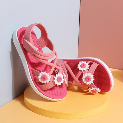 Sandale pentru copii cu flori 3D și talpă plată - două modele