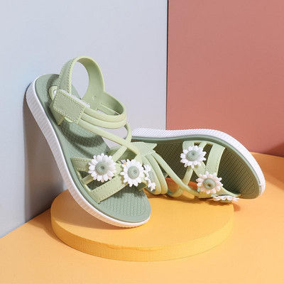 Sandale pentru copii cu flori 3D și talpă plată - două modele