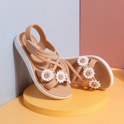 Sandale pentru copii cu flori 3D și talpă plată - două modele