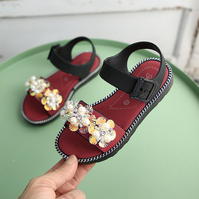 Sandale pentru copii cu flori 3D și talpă plată - două modele