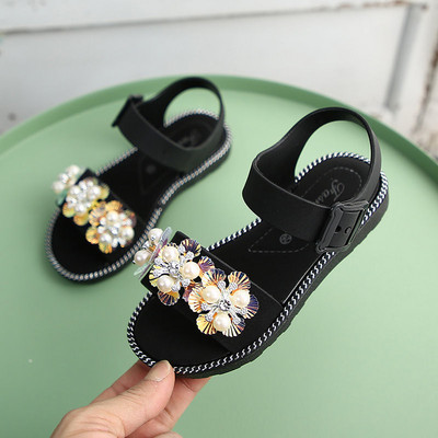 Sandale pentru copii cu flori 3D și talpă plată - două modele