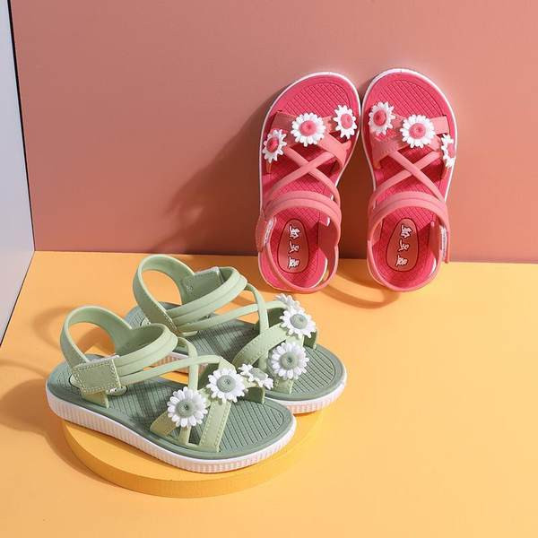 Sandale pentru copii cu flori 3D și talpă plată - două modele