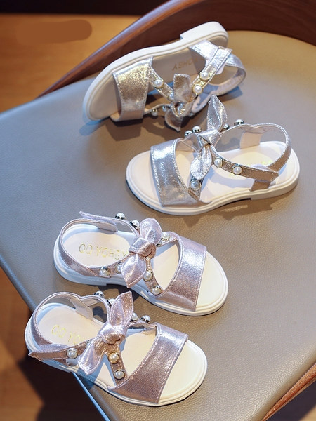 Sandale casual pentru copii cu panglica si perle