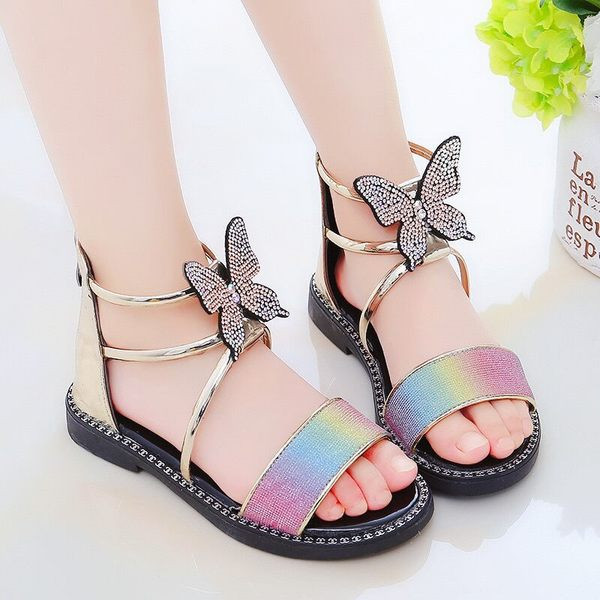 Model nou de sandale pentru fete cu efect strălucitor - stil roman