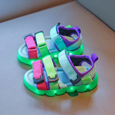 Casual παιδικά χρωματιστά σανδάλια με λουράκια βελκρό και φωτεινή σόλα