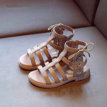Модерни детски сандали с връзки и равна подметка