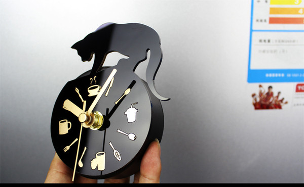 Διακοσμητικό ρολόι με μαγνητικό εξάρτημα με γάτα