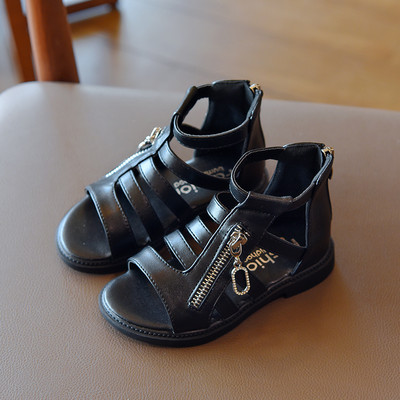 Sandale copii din piele cu fermoar pentru fete