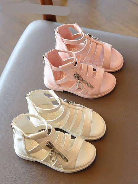 Sandale copii din piele cu fermoar pentru fete