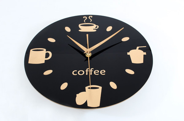 Ceas de perete rotund actual cu inscripția Cafea