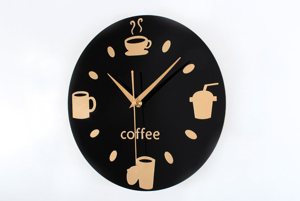 Ceas de perete rotund actual cu inscripția Cafea