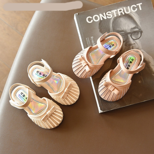 Παιδικά casual σανδάλια με κορδέλα και  ουράκια βελκρό - για κορίτσια