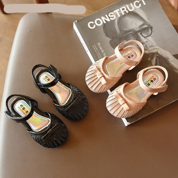 Παιδικά casual σανδάλια με κορδέλα και  ουράκια βελκρό - για κορίτσια