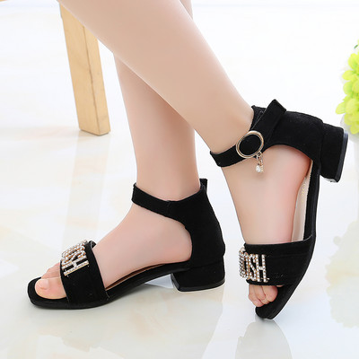 Sandale pentru fete din piele intoarsa ecologica cu flori 3D